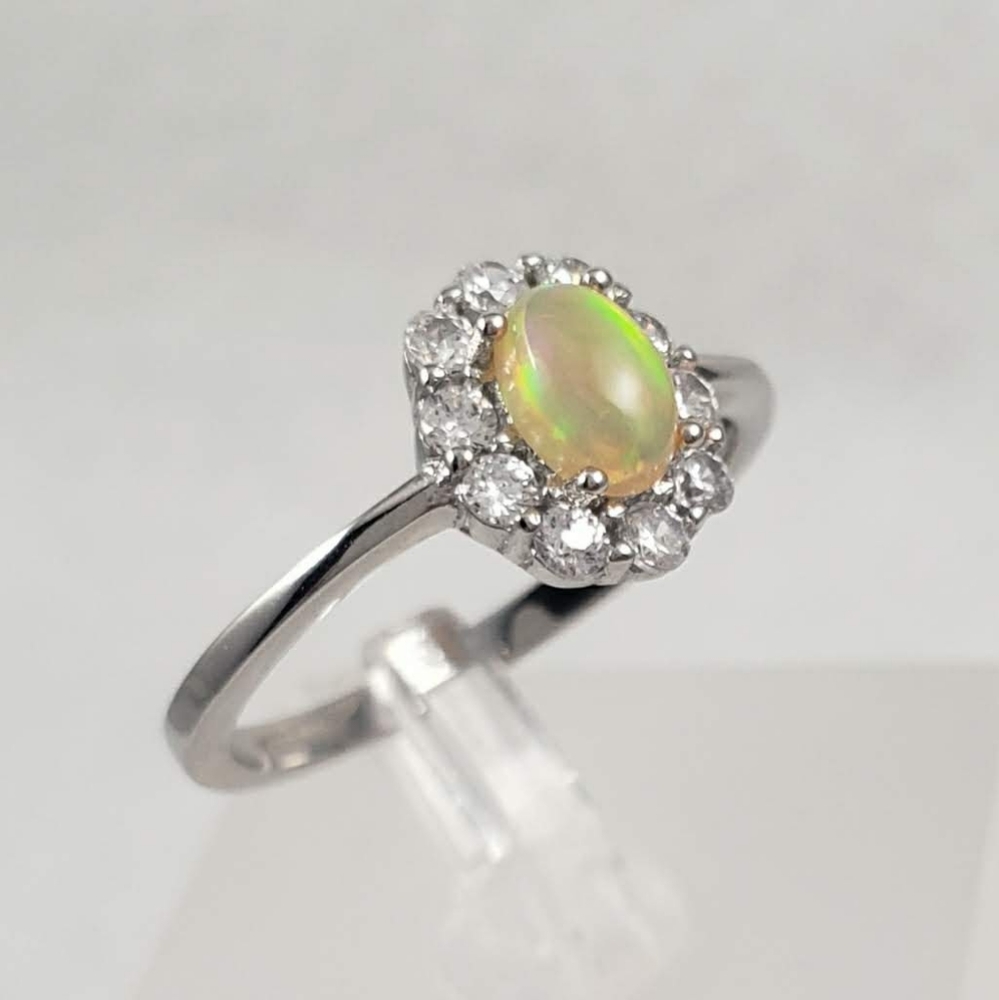 Sterling Silver Natural Opal Ring - Picture 7 of 9